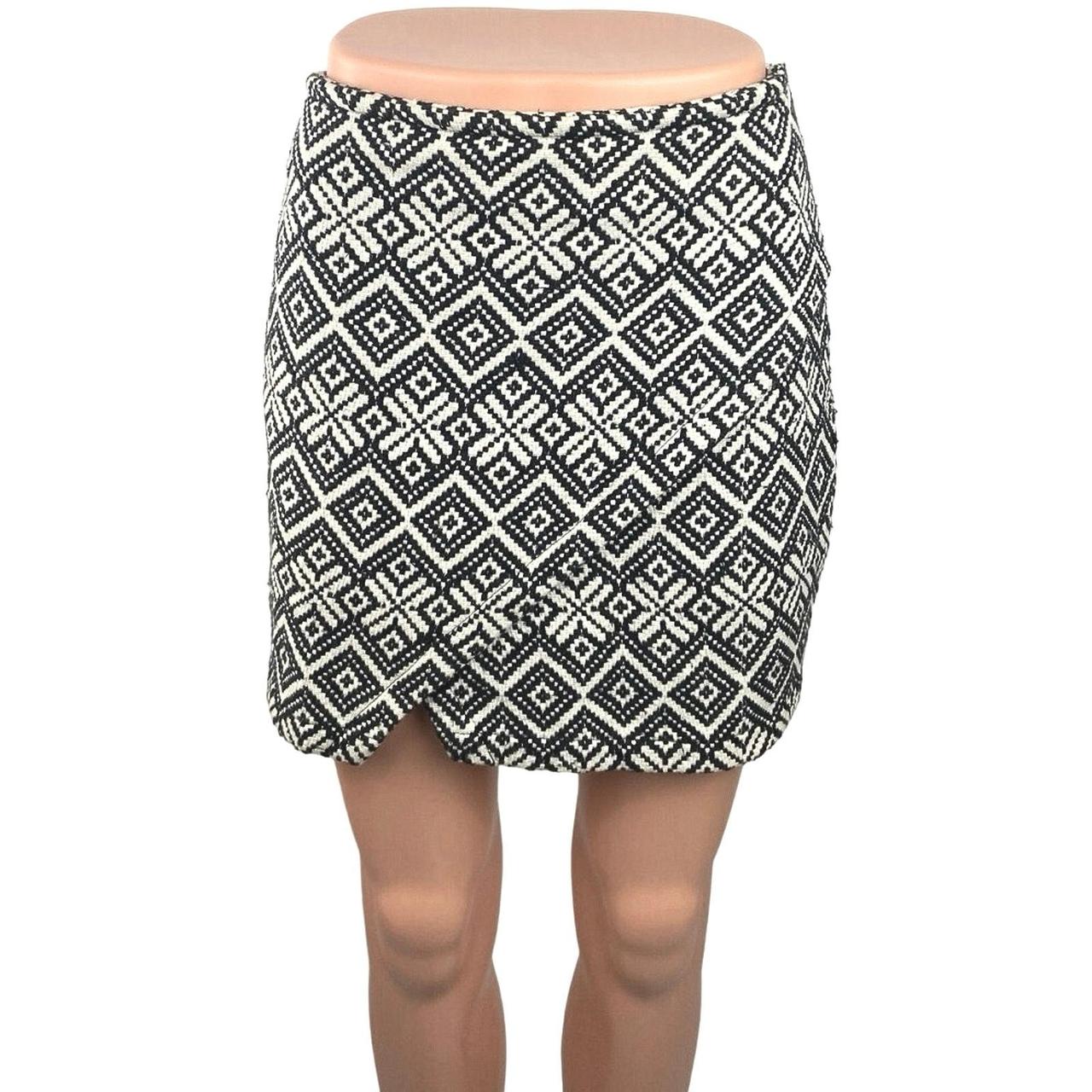 Mango Women's Skirt - Black/White - 8 – Mango Black White Aztec Argyle Print Slit …