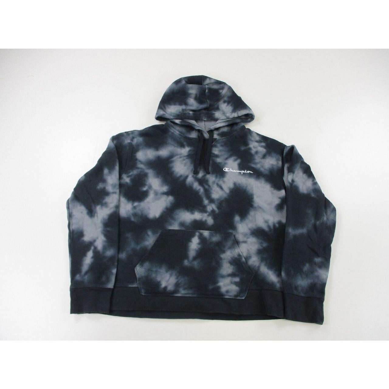 Black and white tie dye champion hoodie hot sale