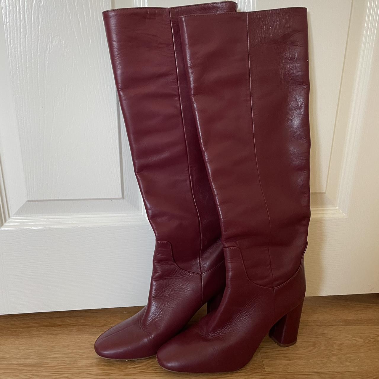 zara burgundy leather boots