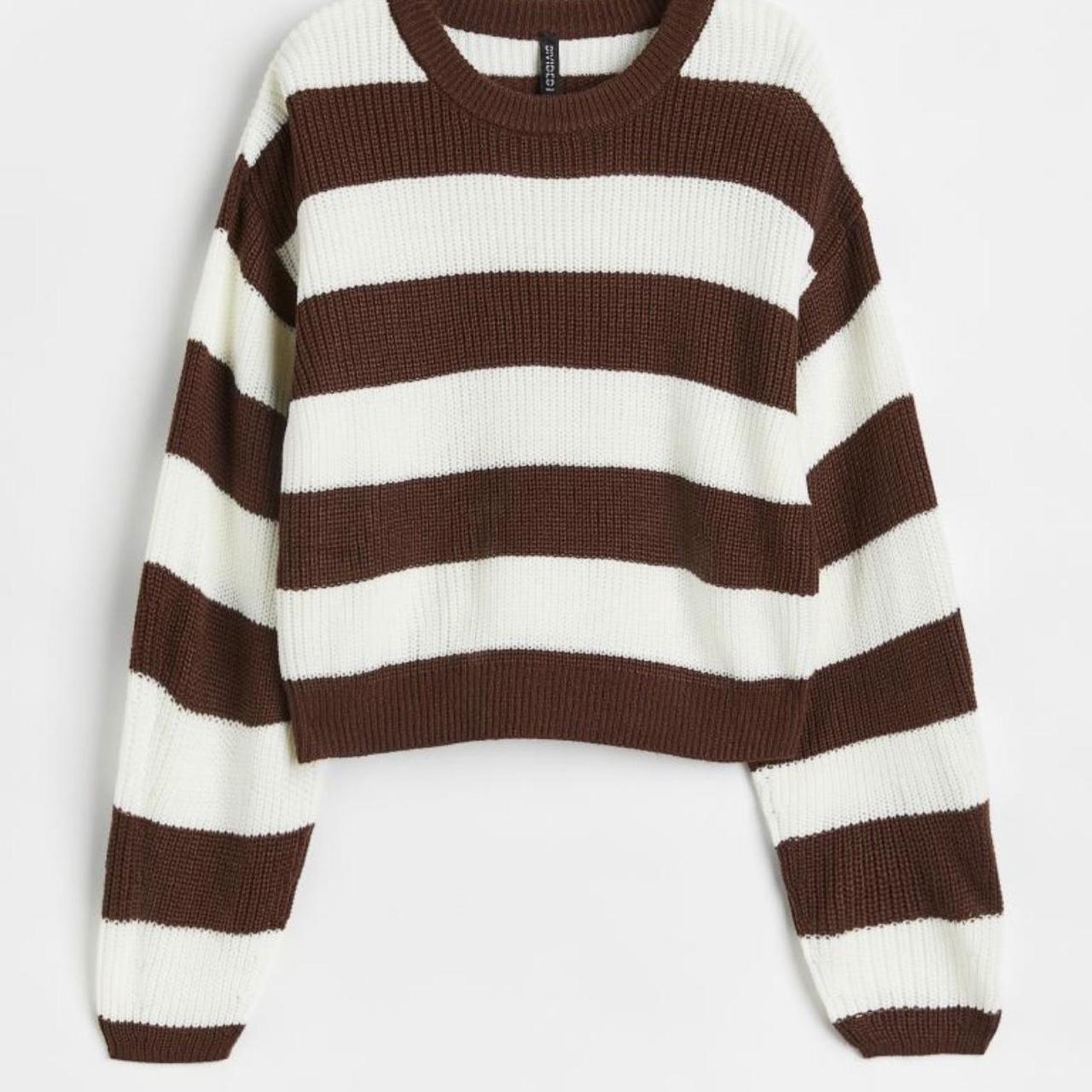 H&M brown and white striped knit sweater