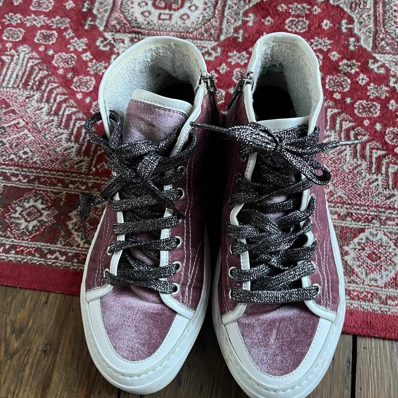 P448 pink velvet trainers Size 37 or uk 4 Immaculate... - Depop
