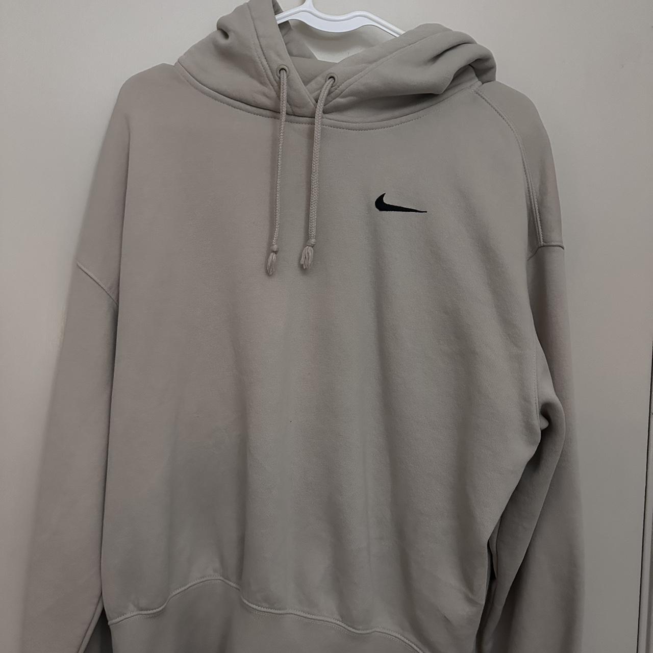 Beige Nike hoodie Size :M Worn less then 3 times... - Depop