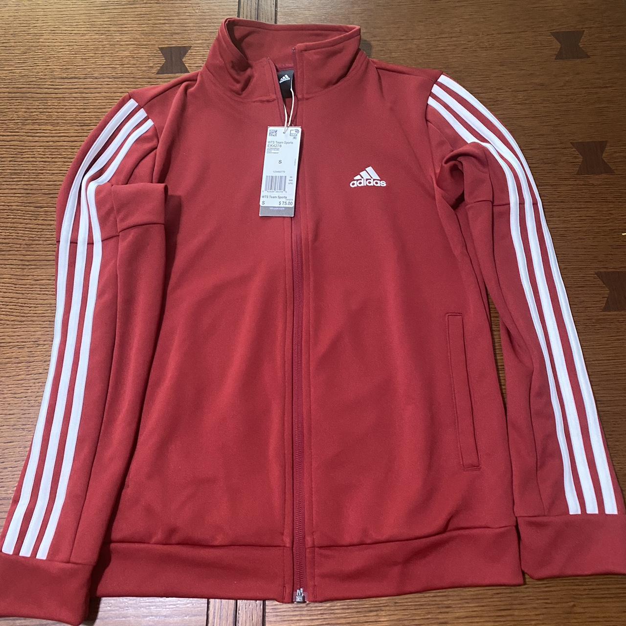 Adidas Originals red and white track jacket BRAND... - Depop