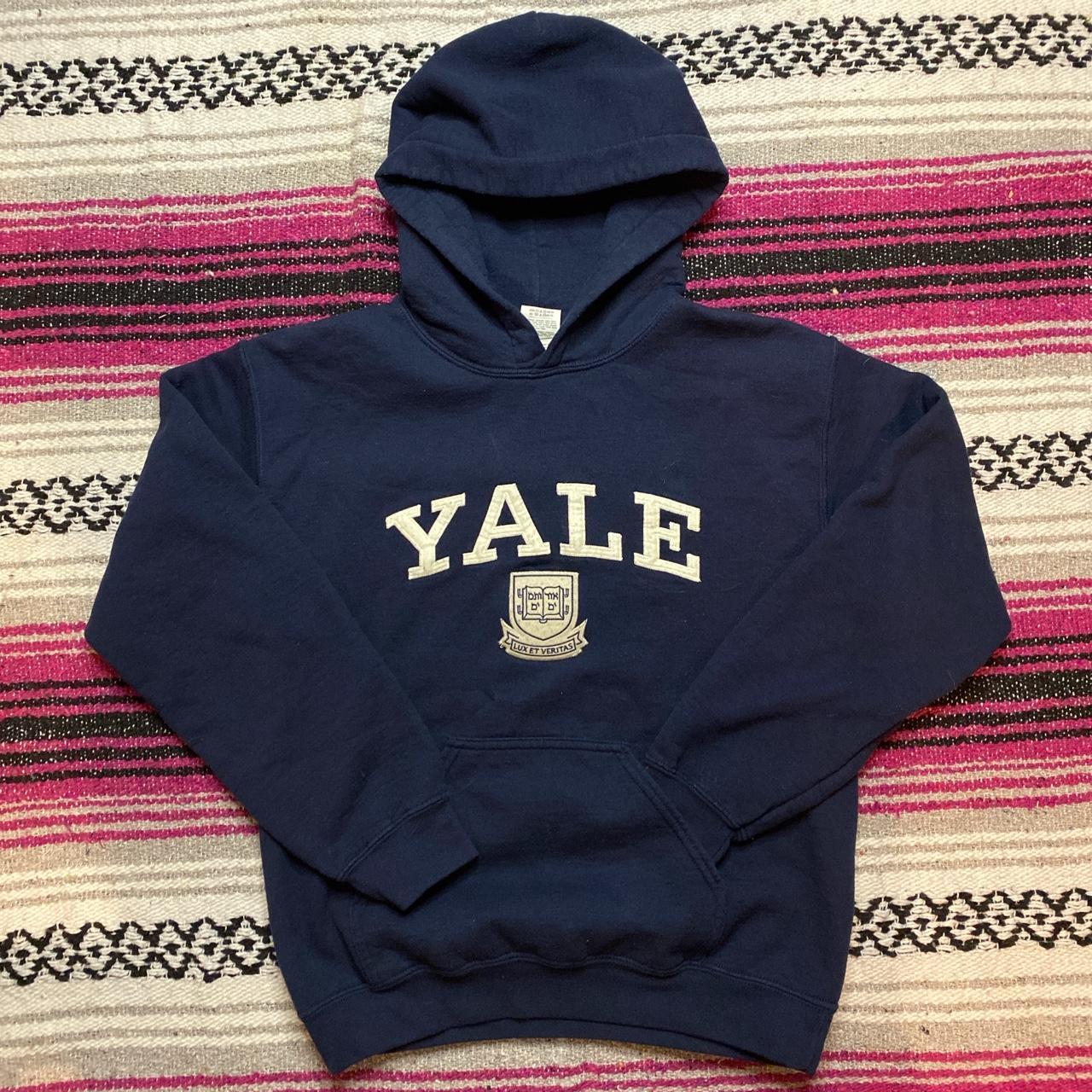 Yale all embroidered hoodie size small, great... - Depop