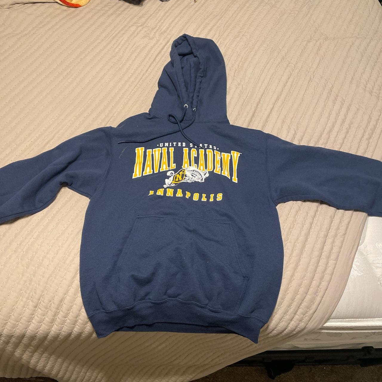 Navy academy hoodie, it was only worn once but there... - Depop