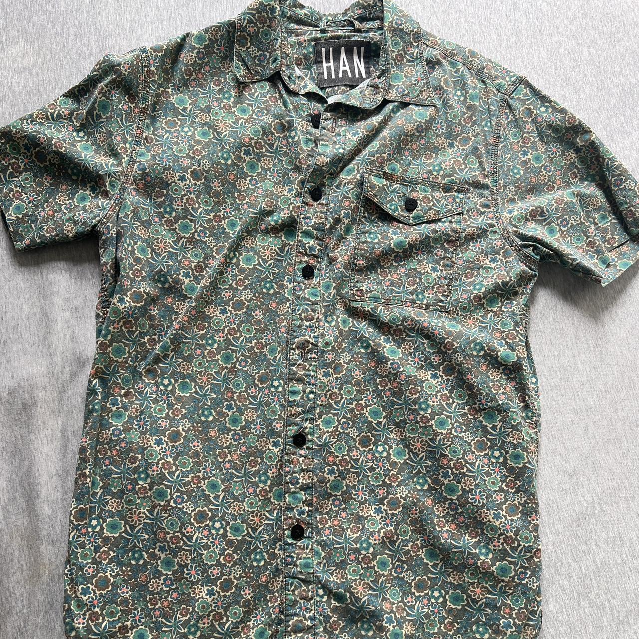 Han København shirt with dark floral print! Size... - Depop