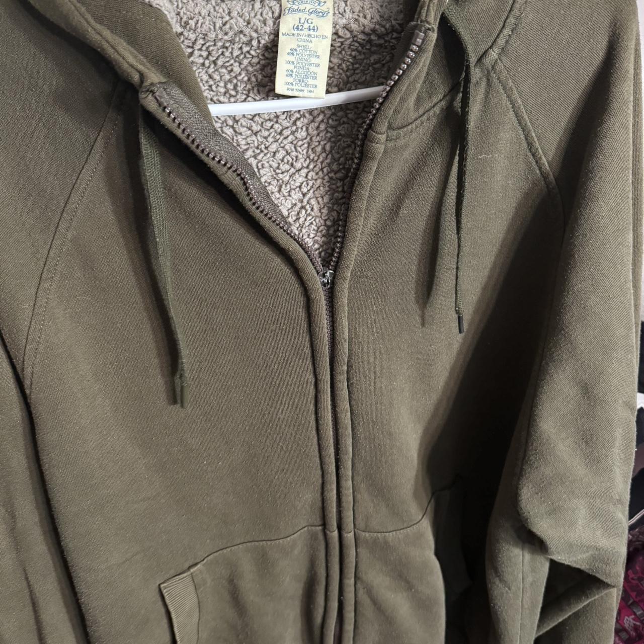 Green And Khaki Faded Glory Lined Hoodie Pretty. Depop