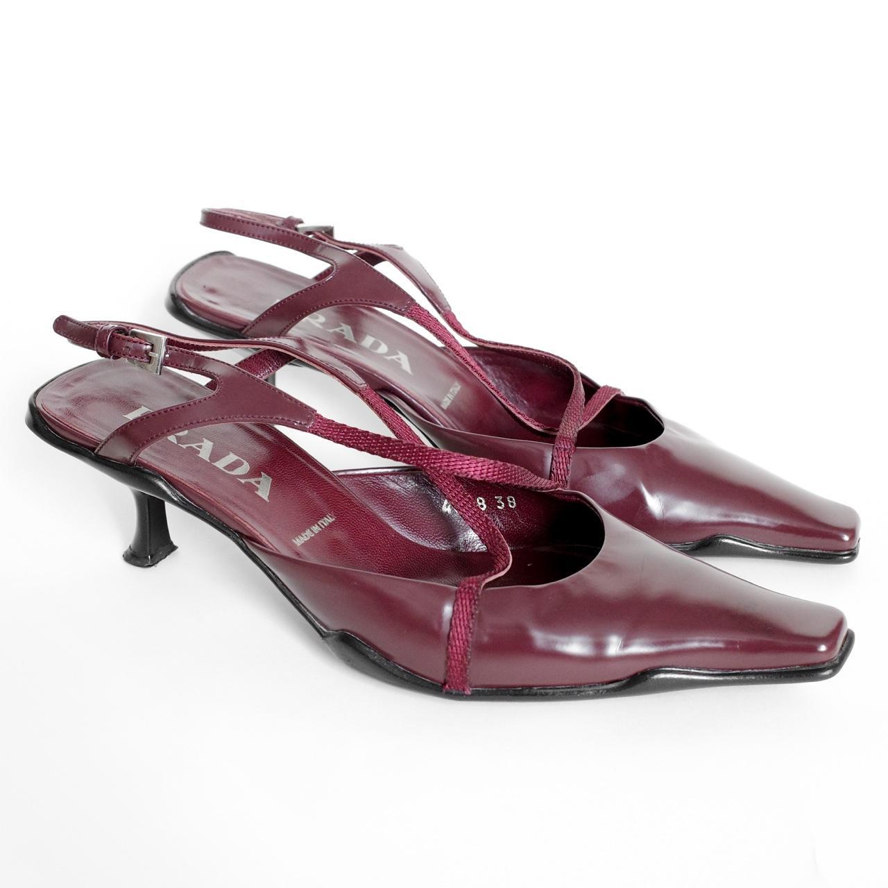 Prada SS 2000 Burgundy Leather Criss Cross Sling | Depop