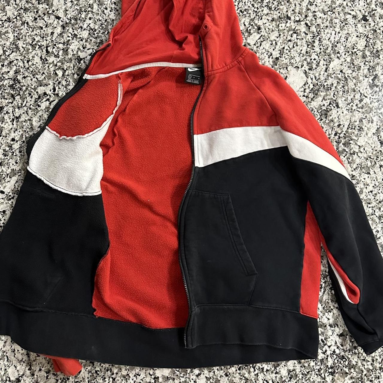 nike red white and black jacket size large - Depop