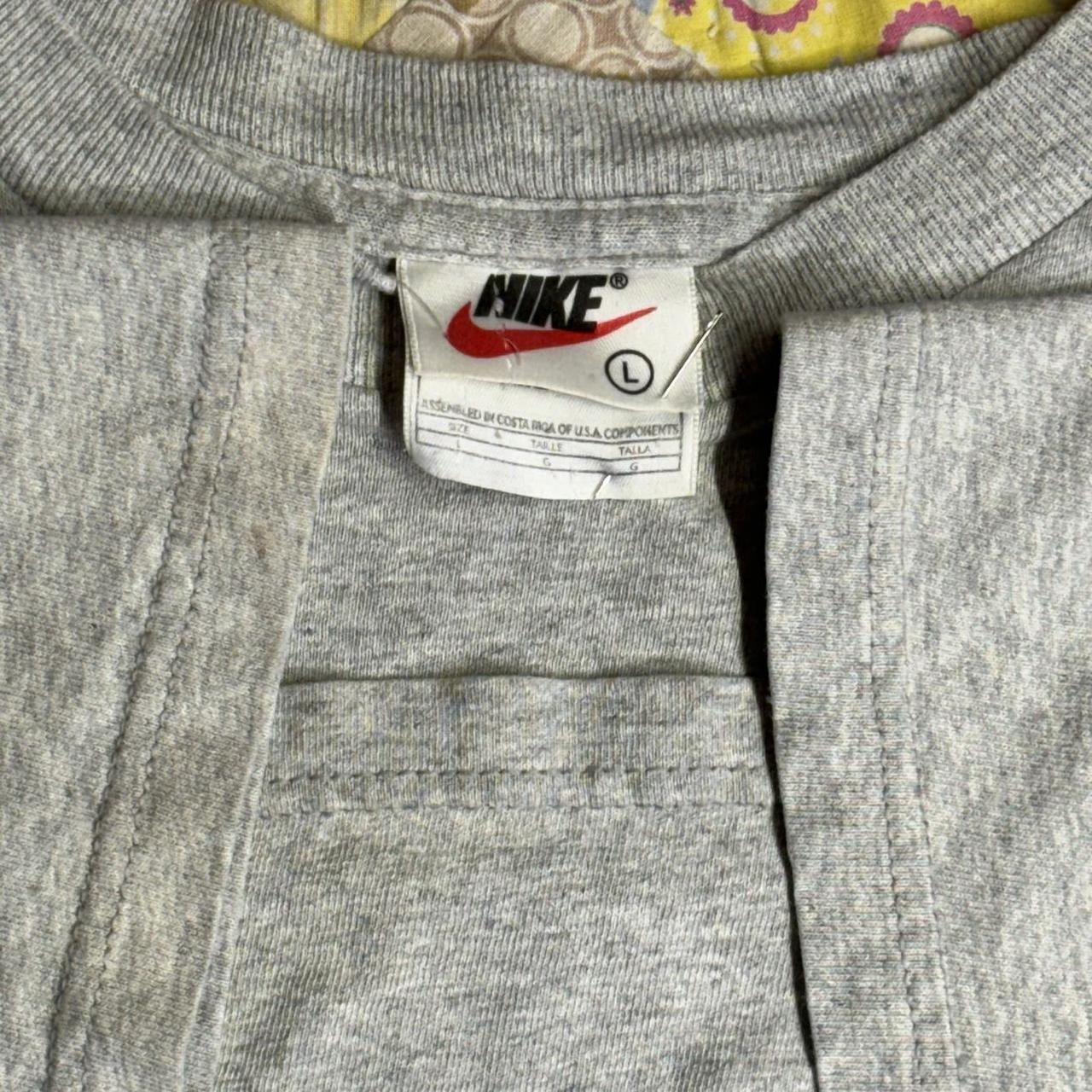 Vintage 1990s Nike swoosh check logo gray graphic T... - Depop