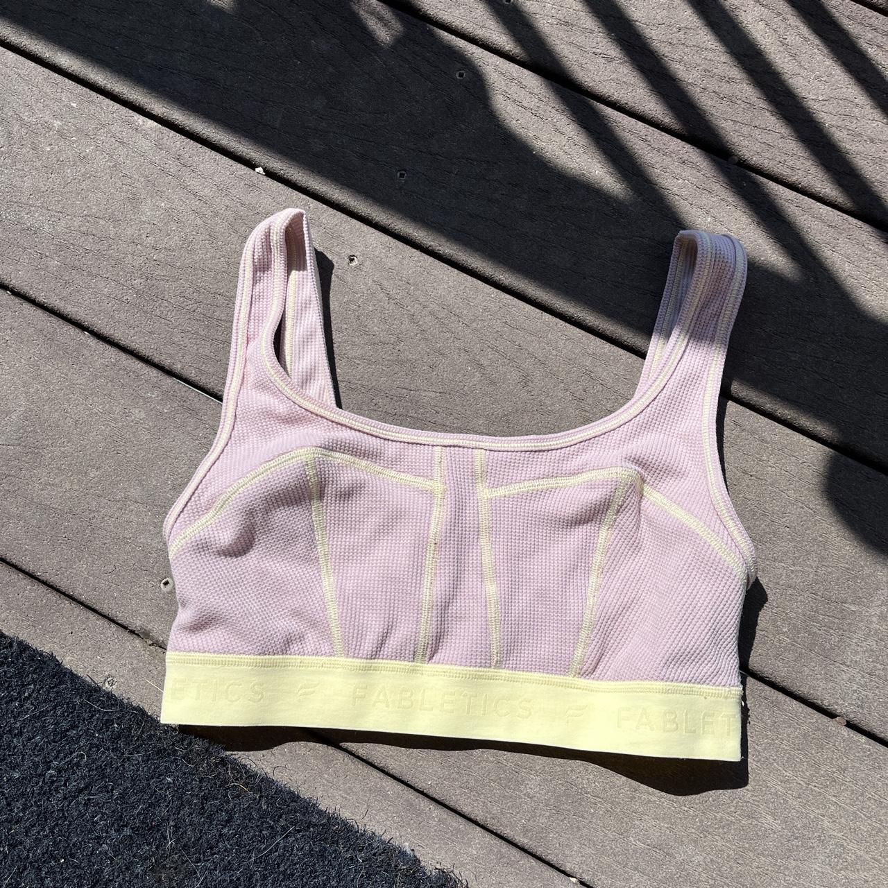 Fabletics Women's Yellow and Pink Top | Depop