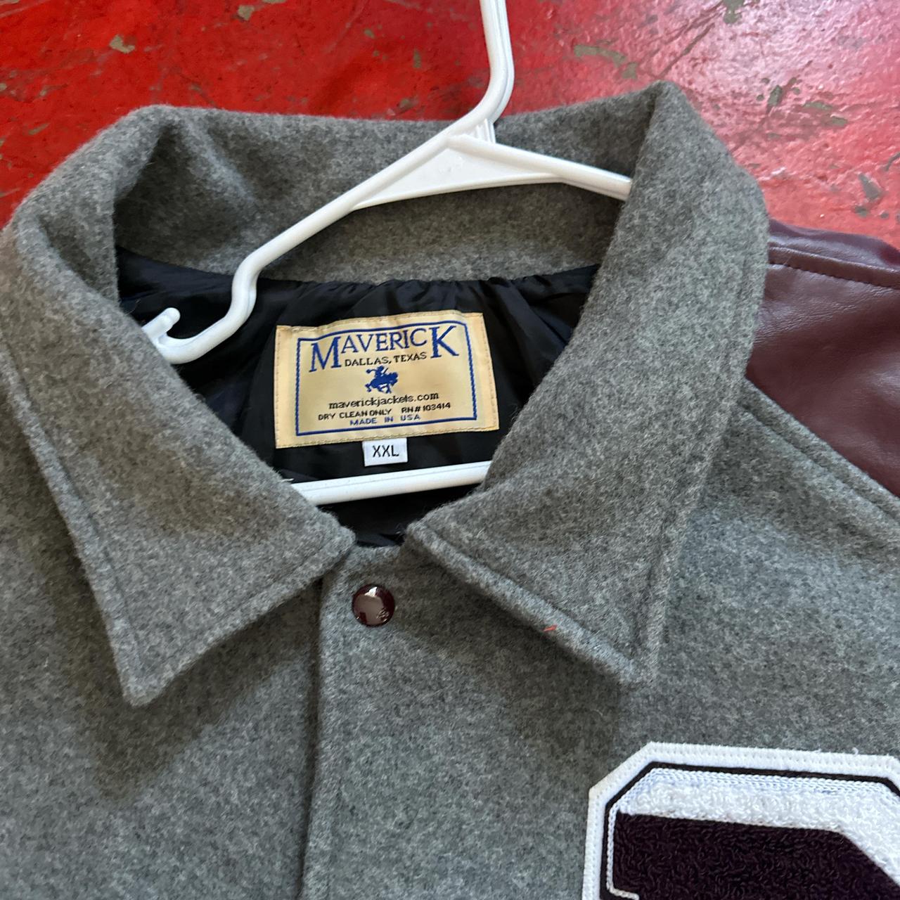 Men's Varsity Jacket - Grey/Green - XXL – Grey an… - image 2