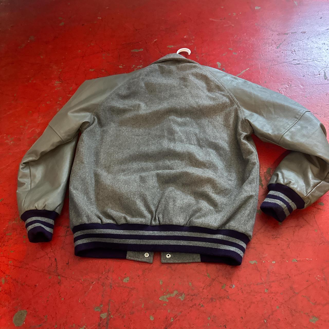 Men's Varsity Jacket - Grey/Green - M – Grey and … - image 3