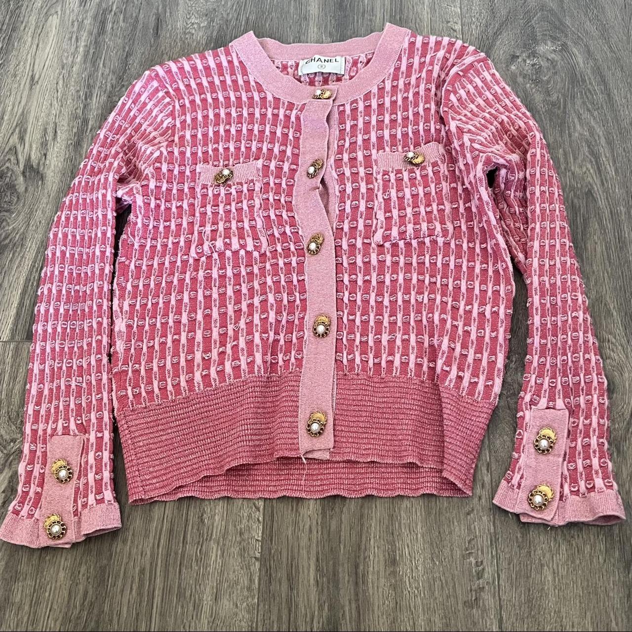 Chanel pink cardigan cropped. DM ME IF... Depop
