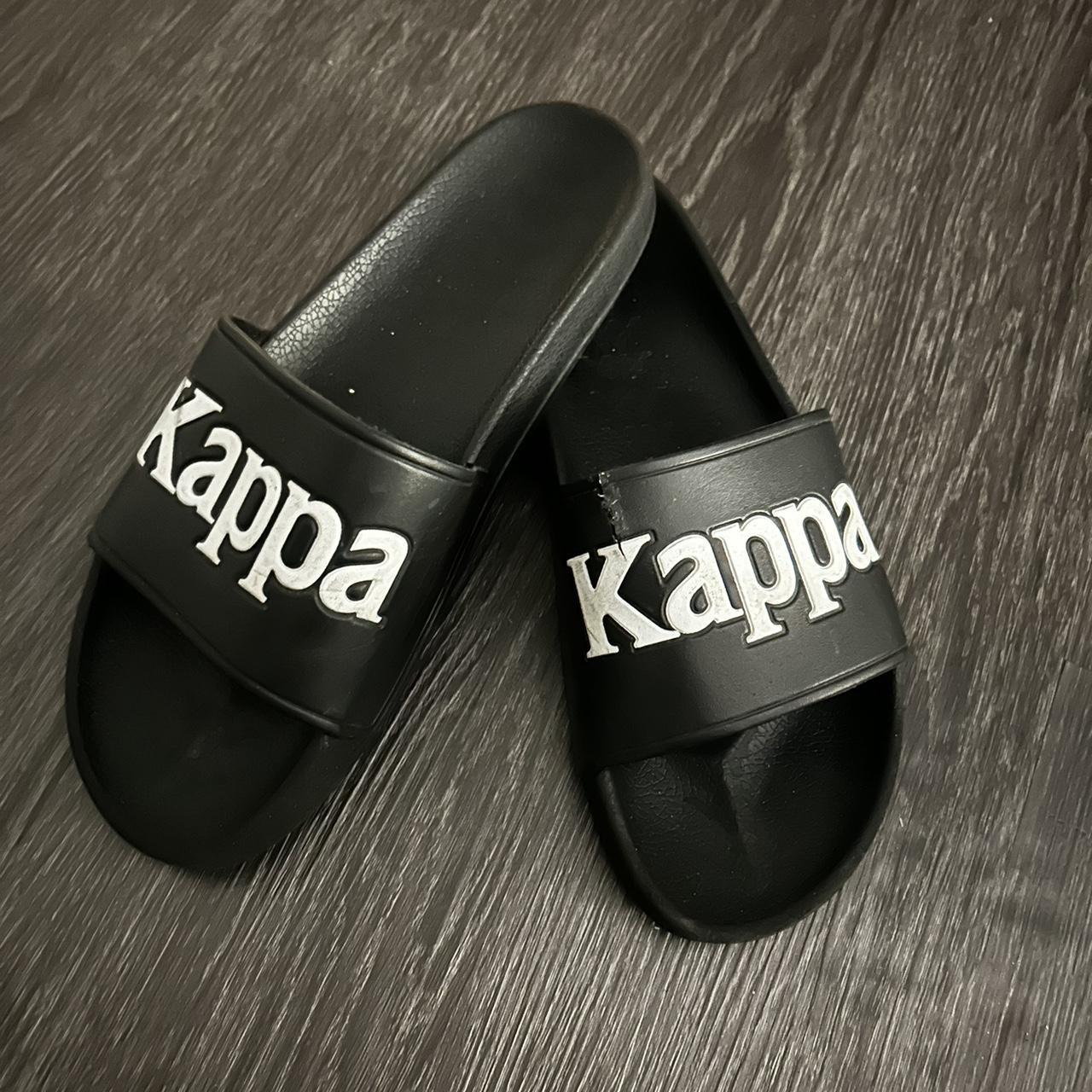Black Kappa slides ripped in the front but glued... - Depop