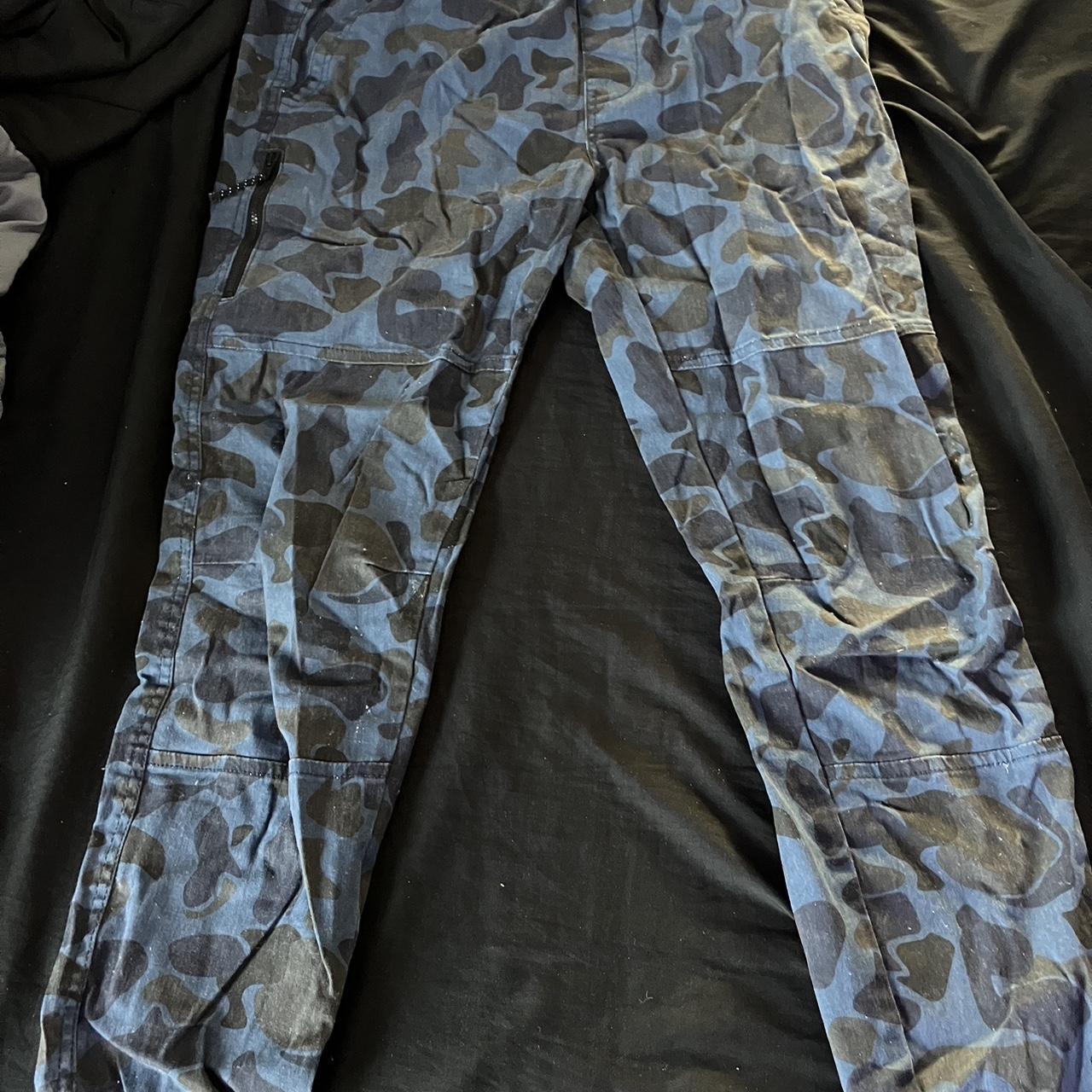 Medium blue camo cargo pants - Depop