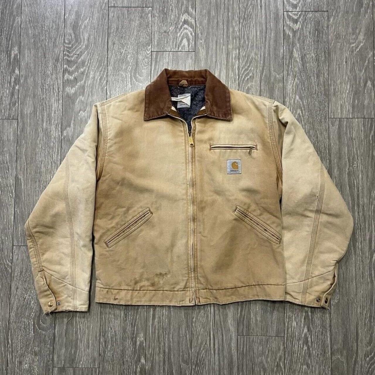 Vintage Carhartt J01 BRN USA Duck Detroit Jacket -... - Depop