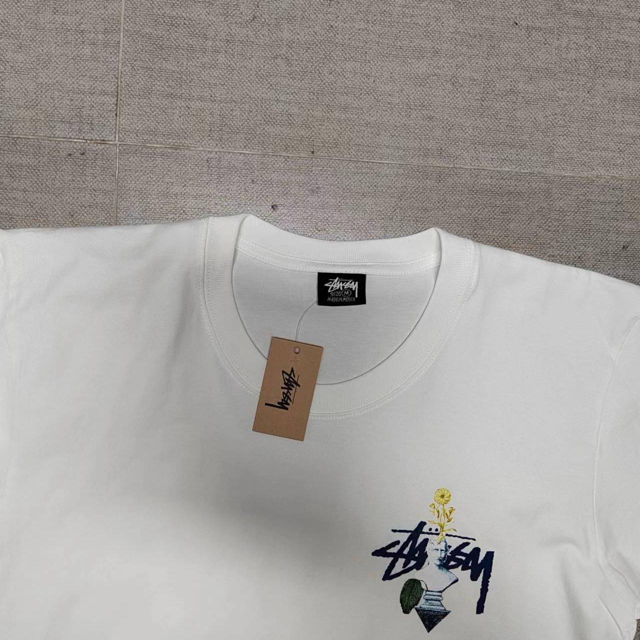 Stussy White Print T-shirt M Accurate Size:M Never... - Depop