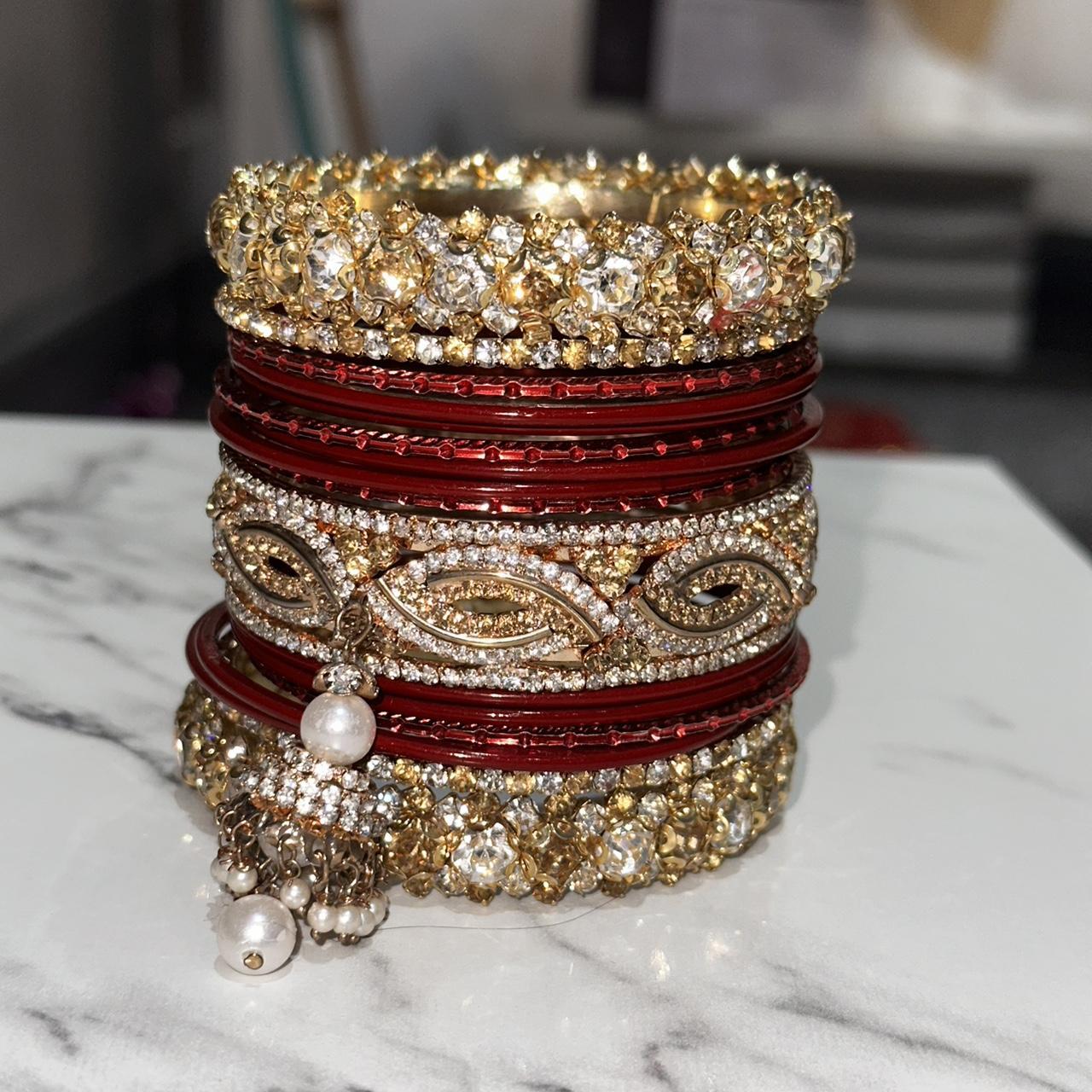 Red and gold bangles bridal Brand new - Depop