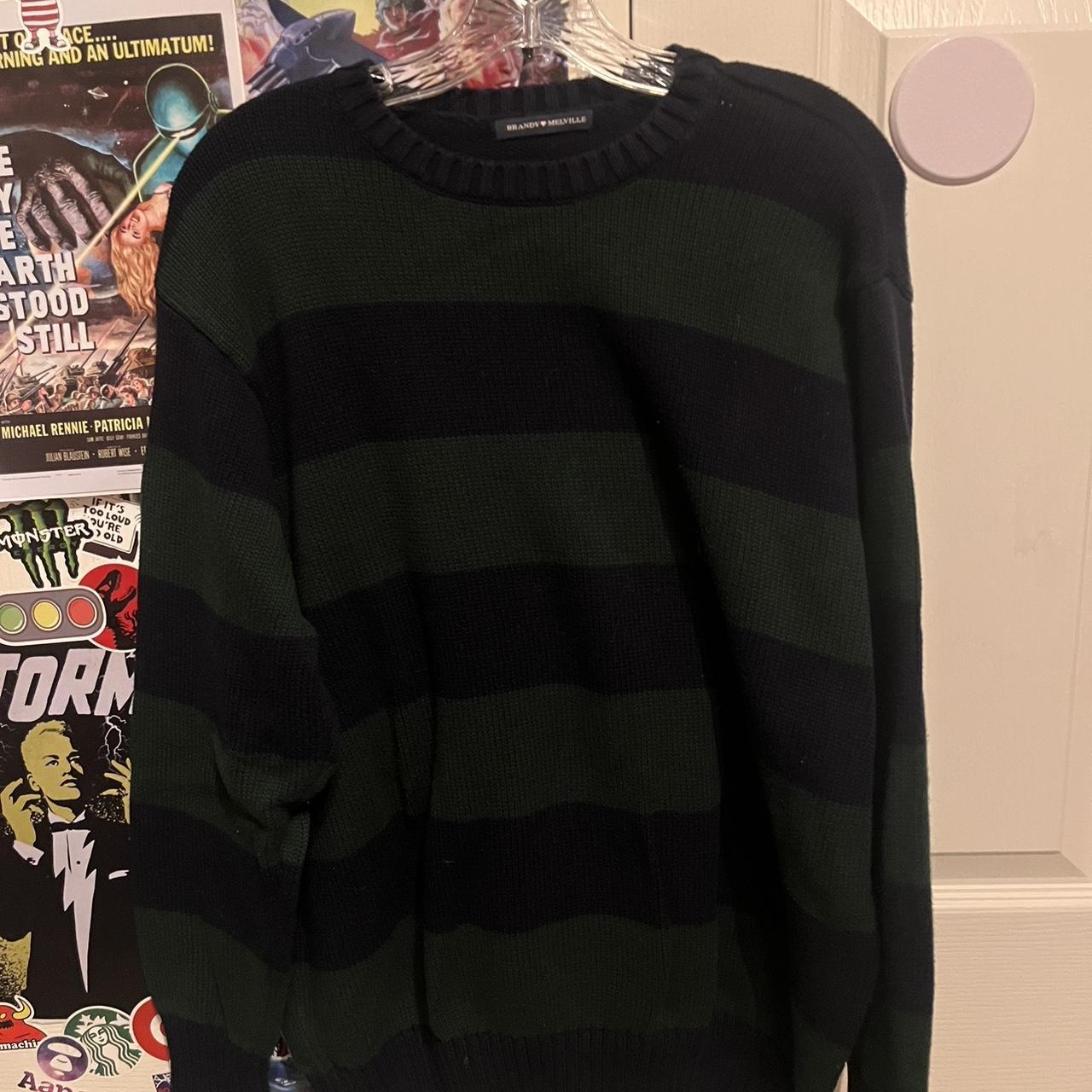 Green and blue stripped brandy sweater with a little... Depop