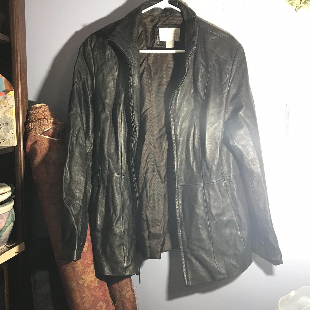 Black leather jacket 2nd hand leather... Depop