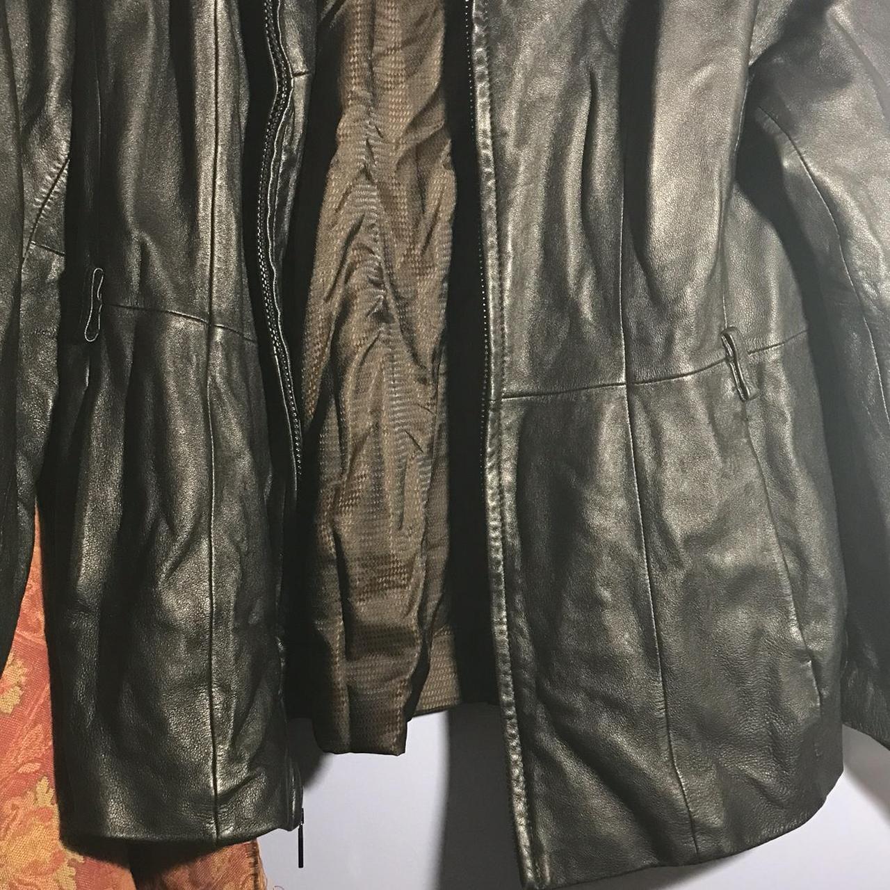 Black leather jacket 2nd hand leather... Depop
