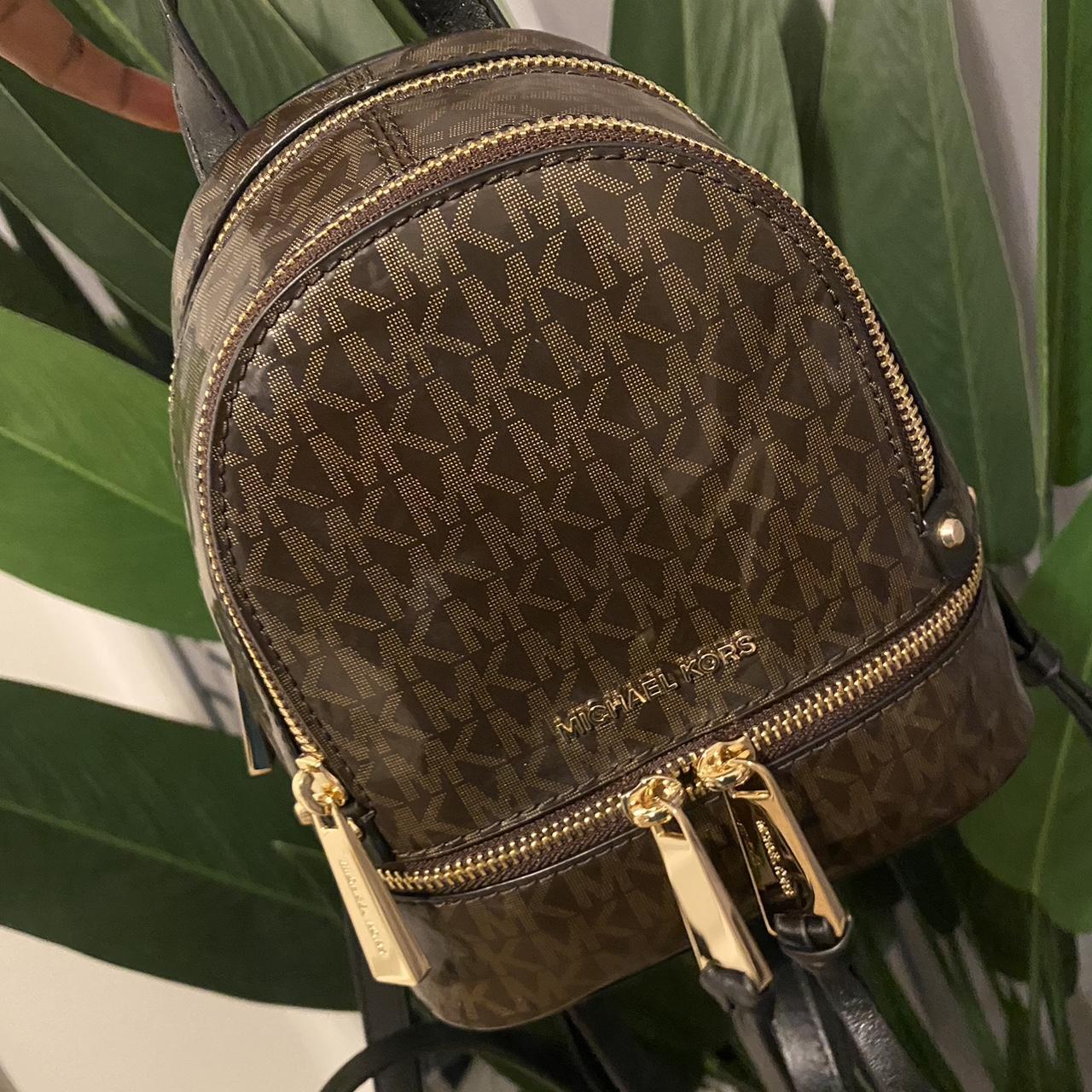 Mini Michael Kor Bookbag - Brand New Brown Shiny... - Depop