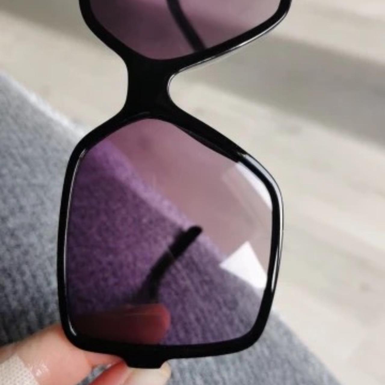 Black frame purple lens sunglasses best sale