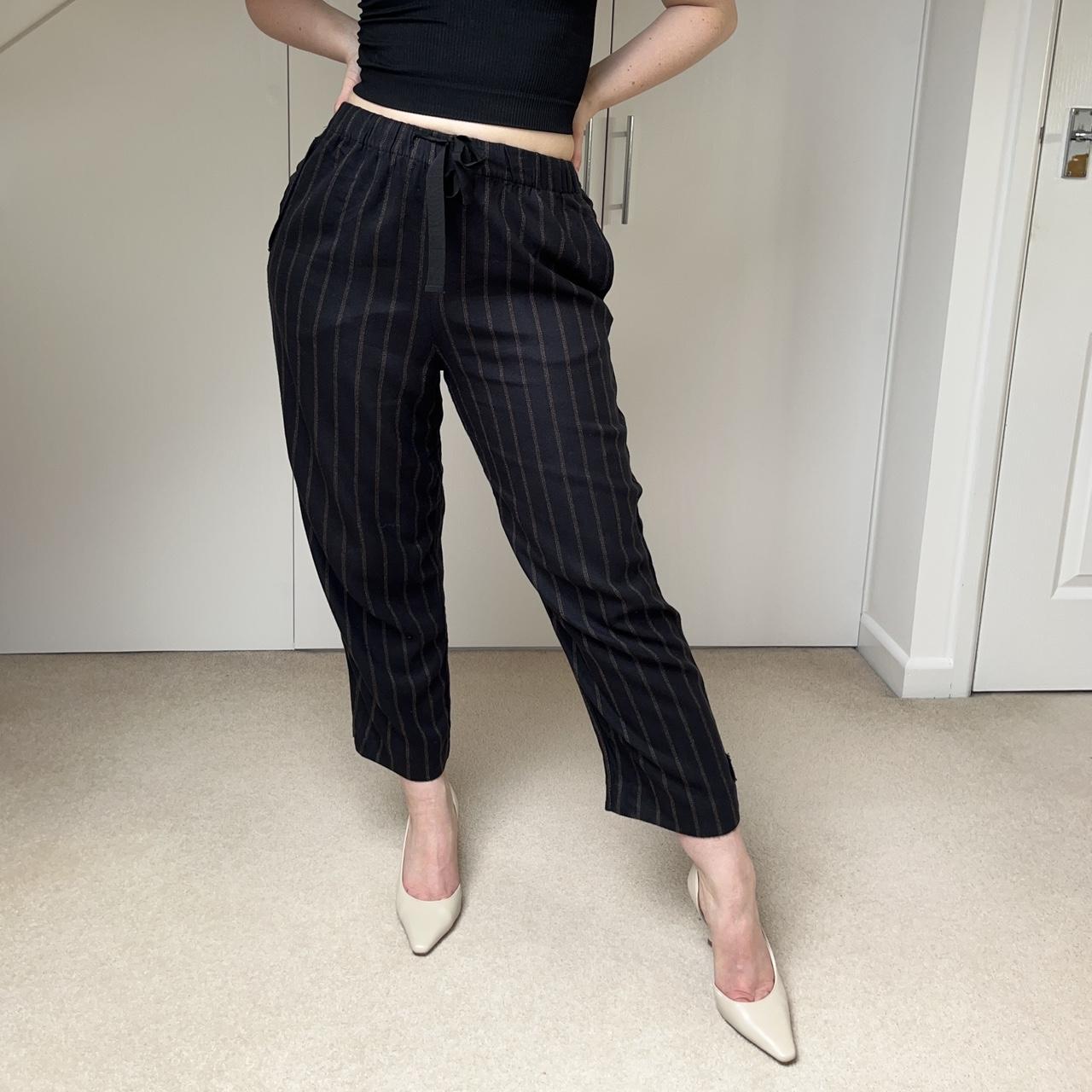 zara size eur L black flare-leg trousers with stripe and sparkle detail |  eBay