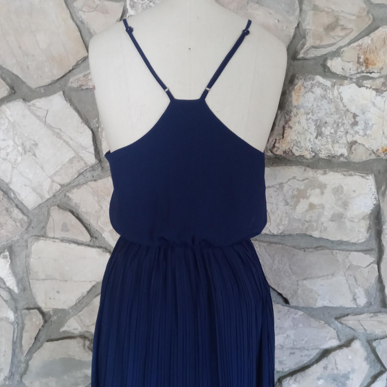 Dark blue spaghetti strap dress with a zipper/hook... - Depop