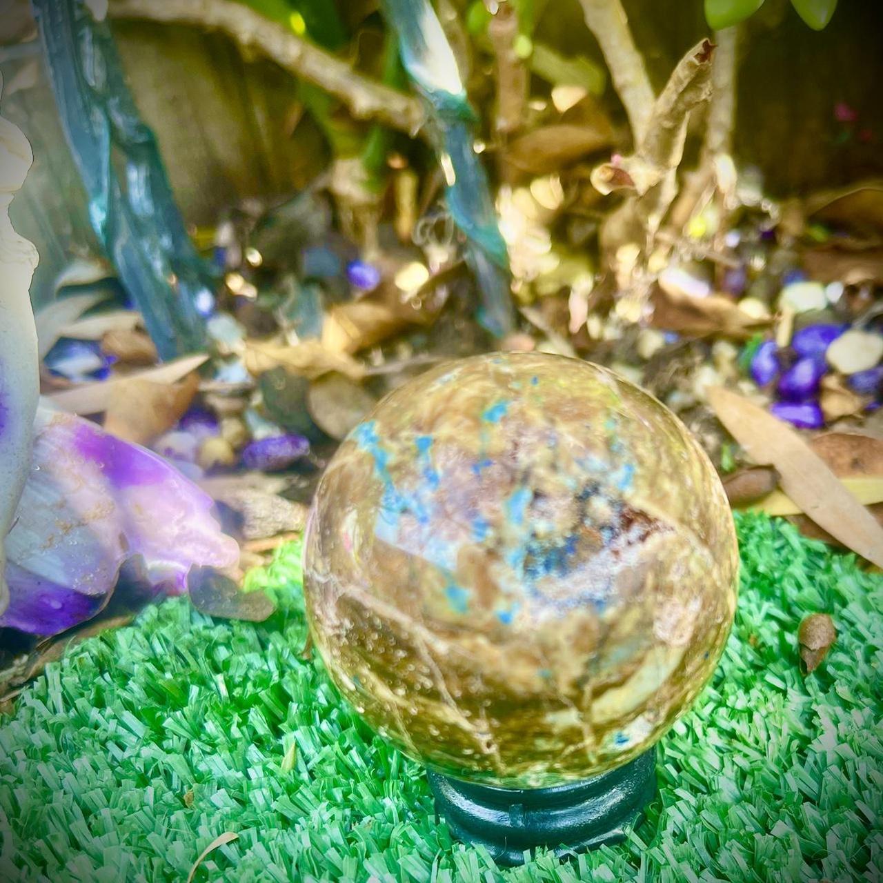 Ocean Jasper 2024 Crystal Sphere, Greens, Purple