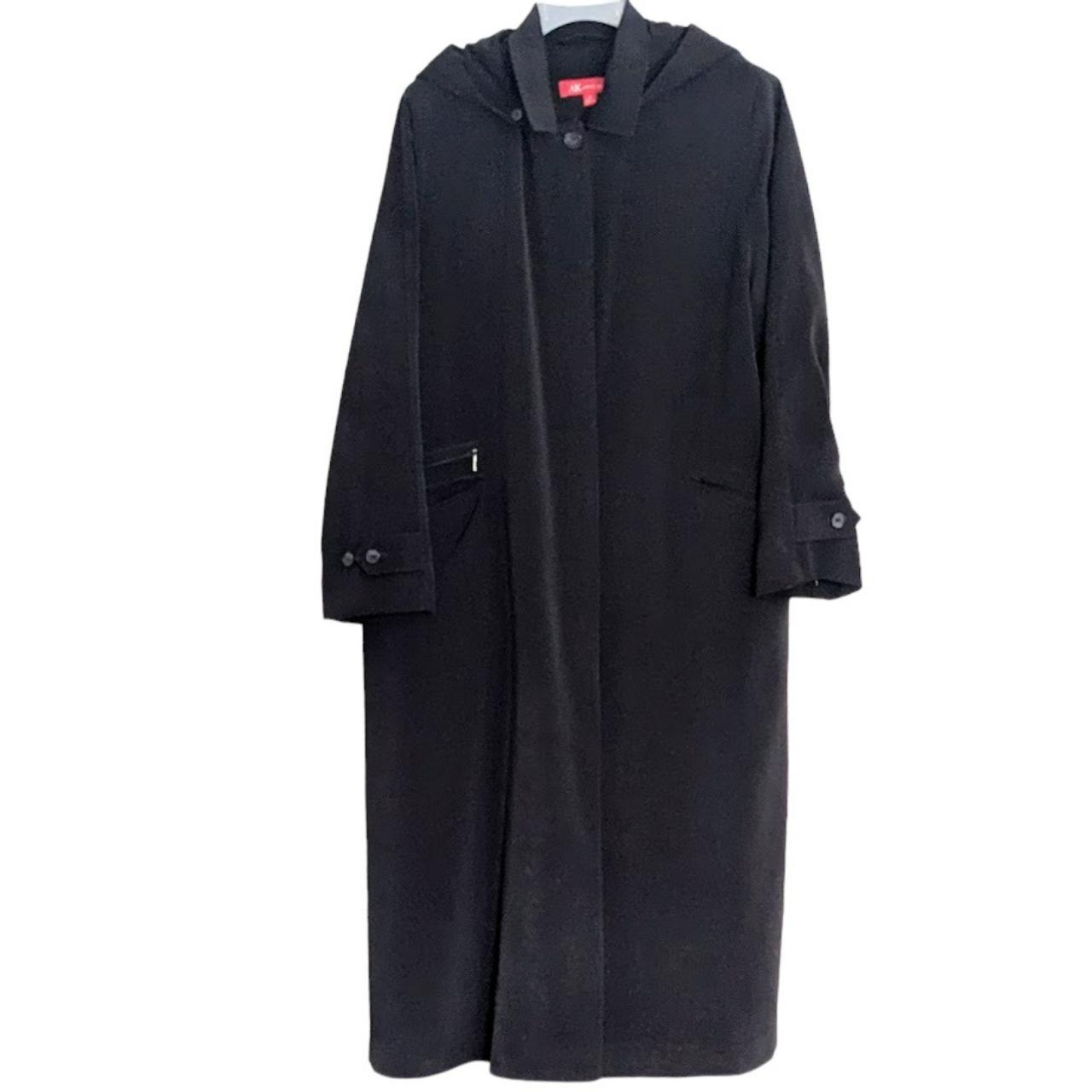 Anne Klein Women's Long Black Boxy Heavy Rain Coat... Depop
