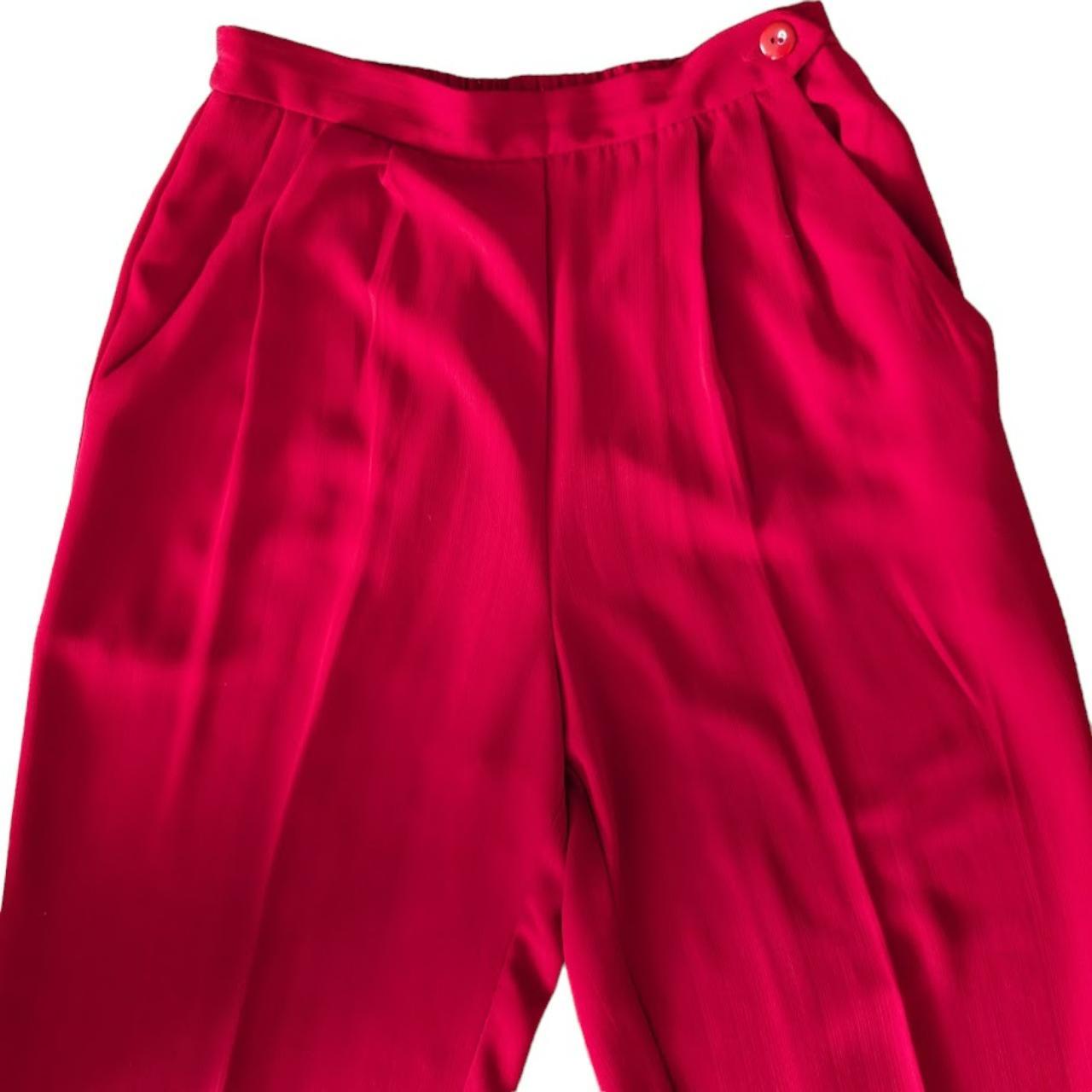 Vintage Koret Pleated Straight Leg Red Pants Pockets... - Depop