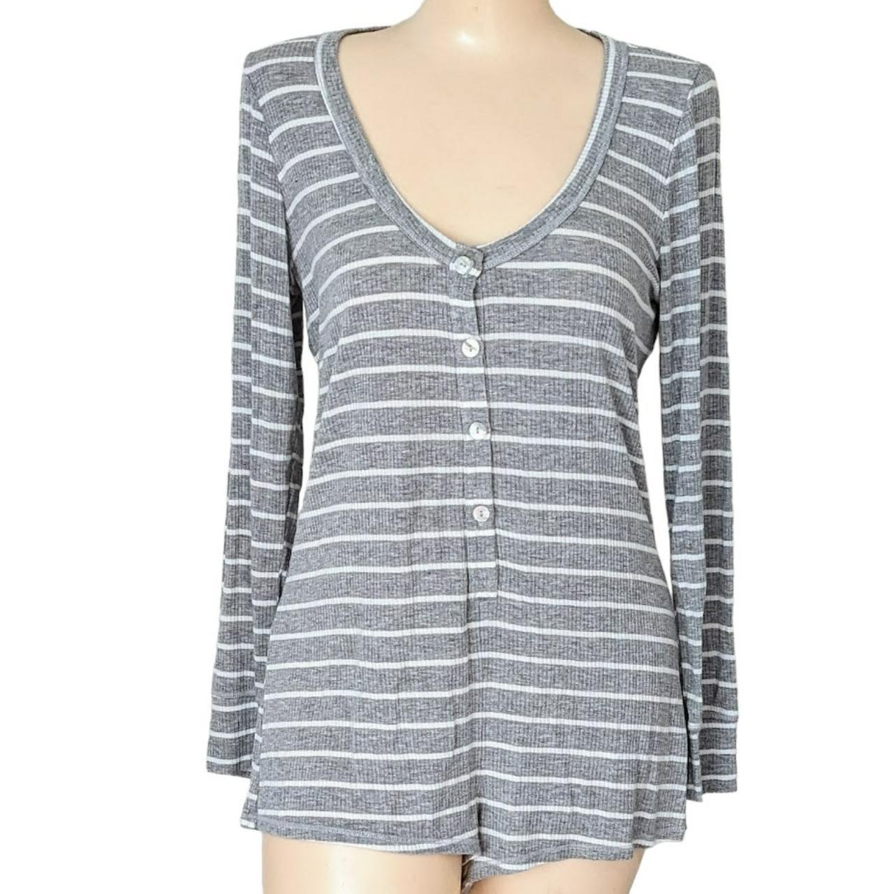 Show Me Your Mumu Sleep Romper Loungewear Gray White... - Depop