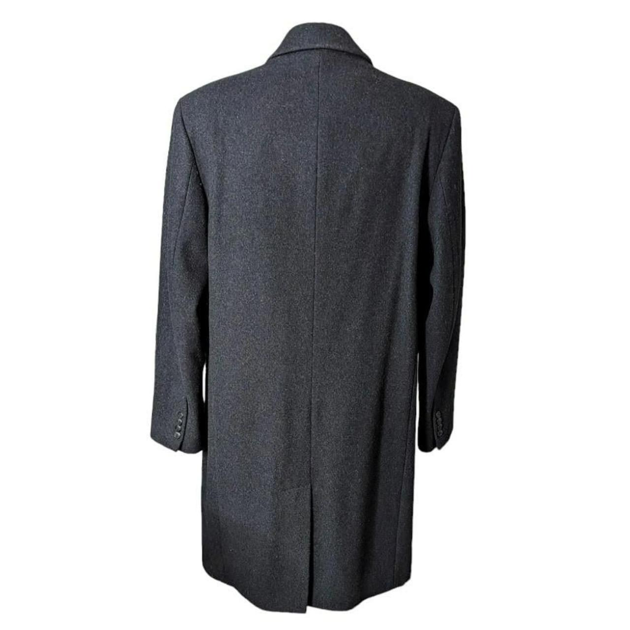 Mens Tailored Coat Black Wool Overcoat Size 42R... - Depop