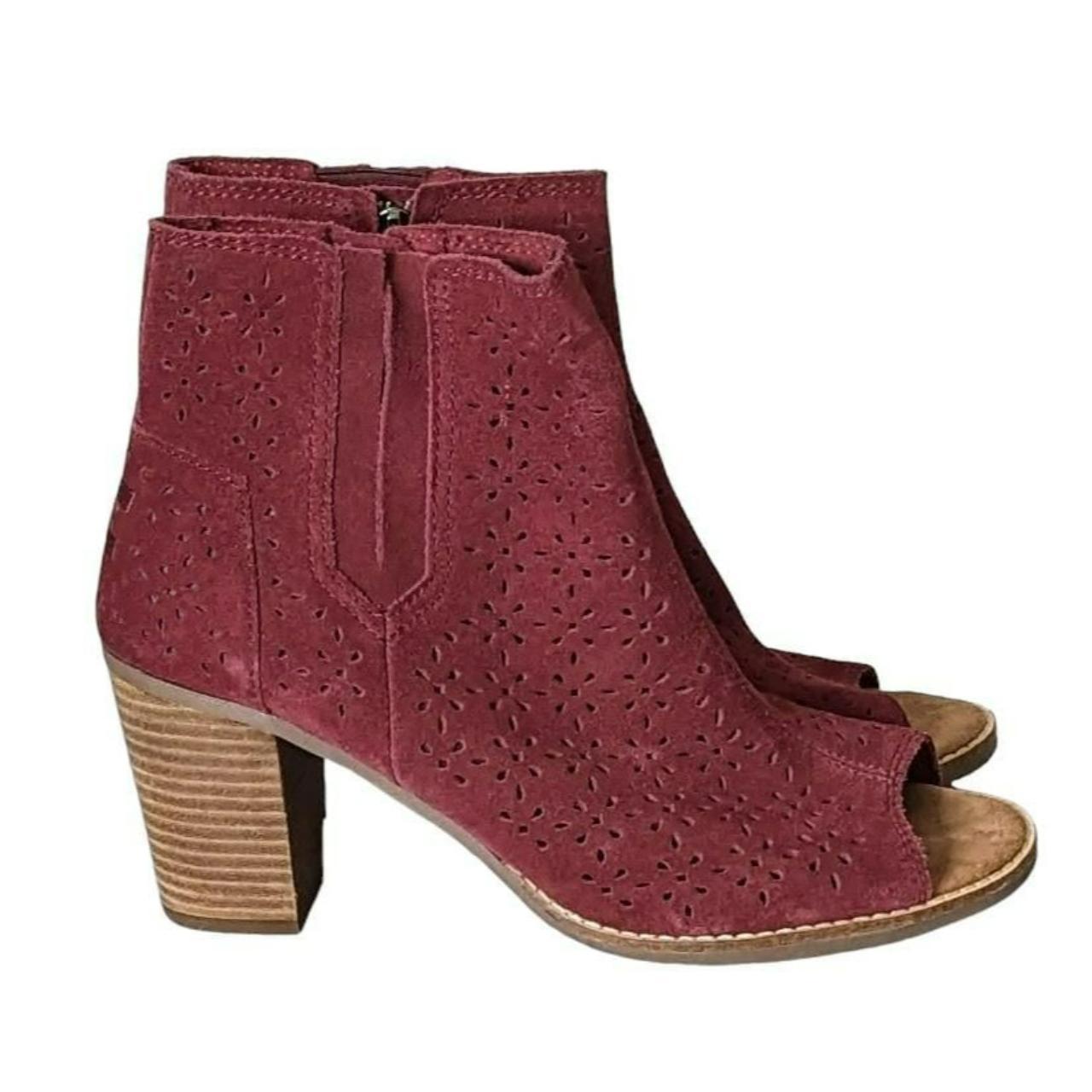 Burgundy peep toe booties best sale