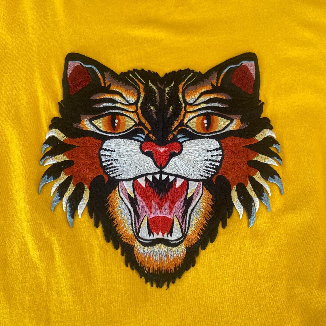 Gucci cotton t-shirt angry cat yellow Used like | Depop
