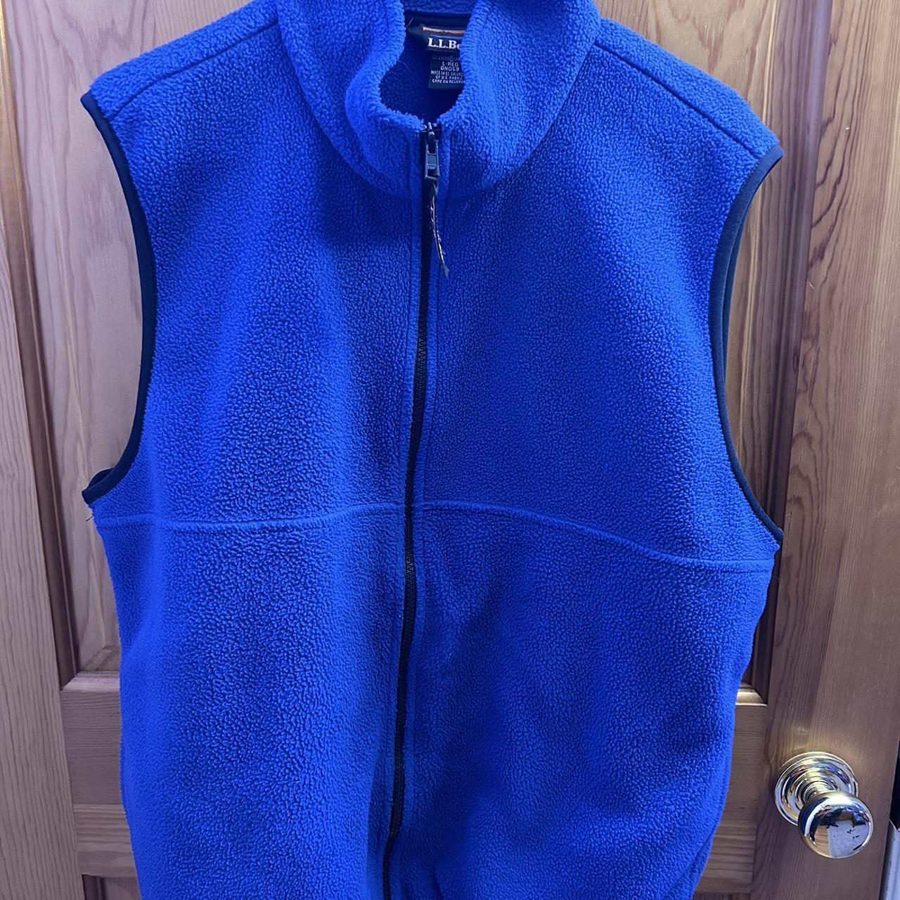 Large LL Bean blue fleece vest - Depop