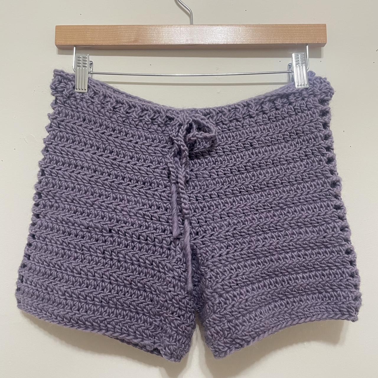 open side 100% wool purple booty shorts handmade... - Depop