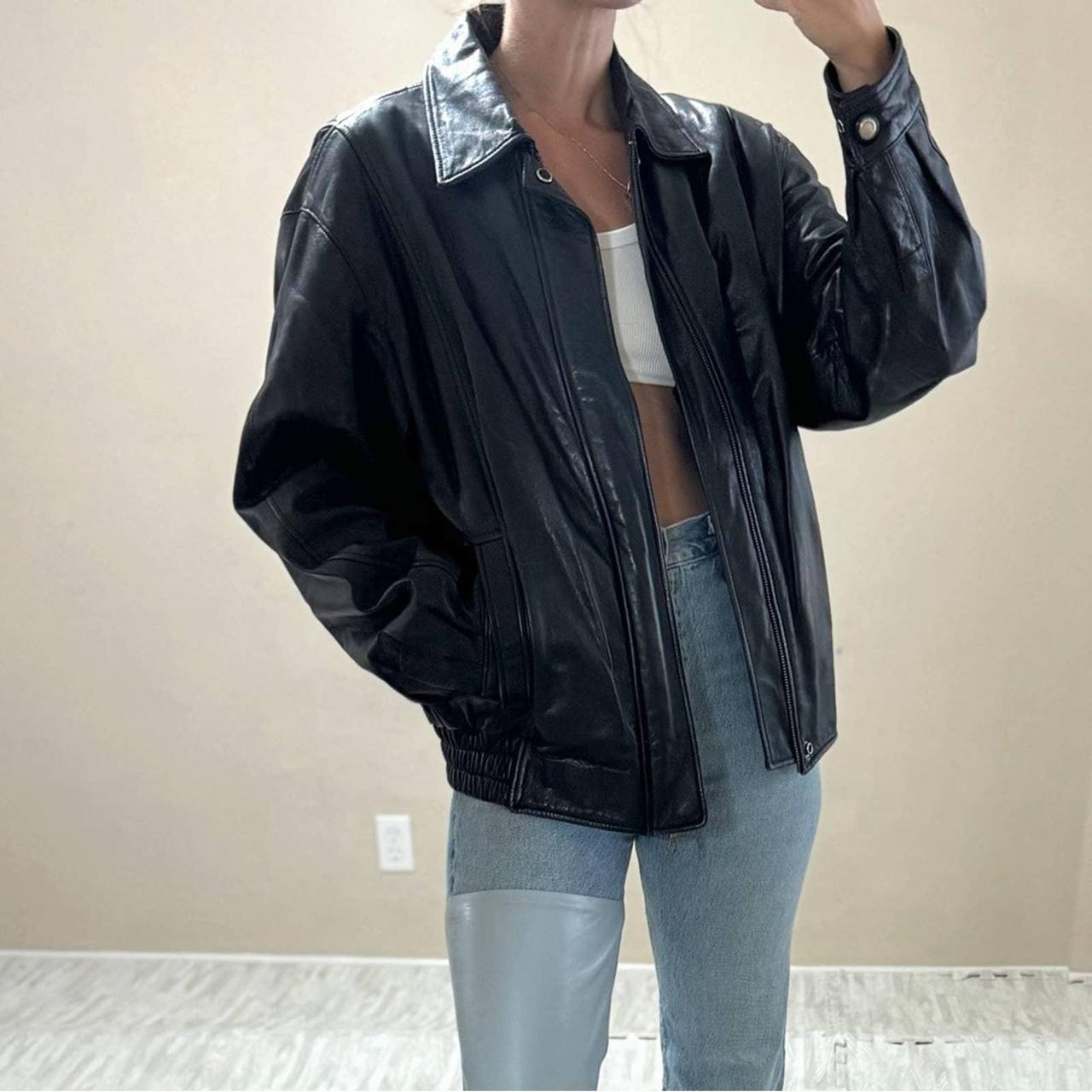 Beautiful, black leather, heavy weight, warm,... Depop