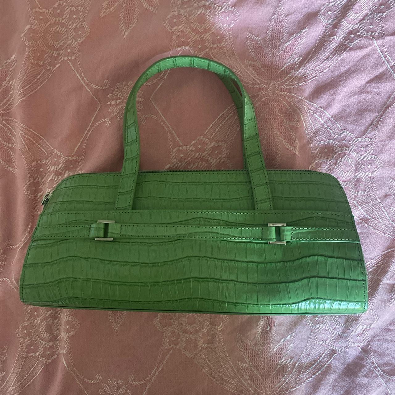 Etienne Aigner light green leather top handle bag