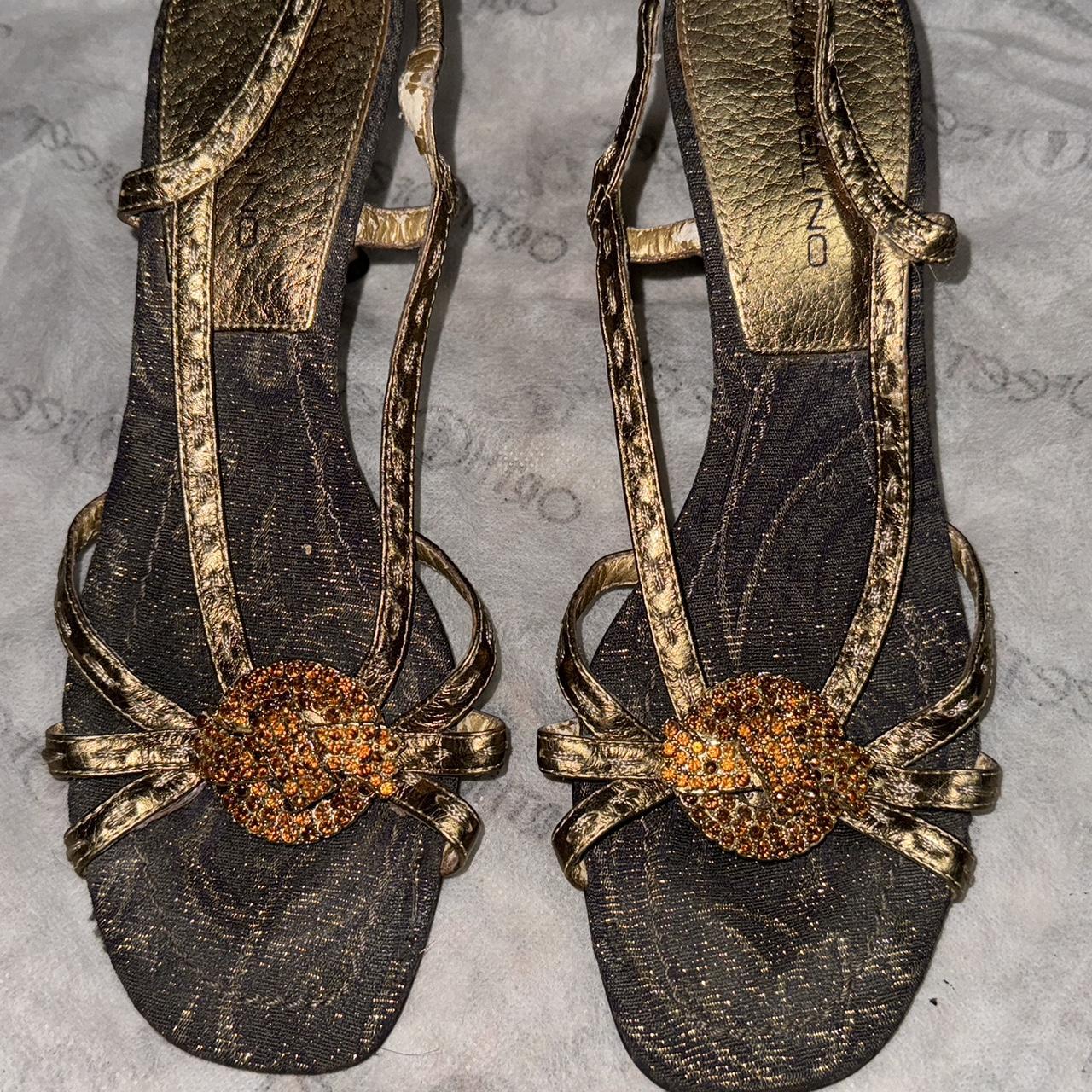 Gold and black kitten heel Depop