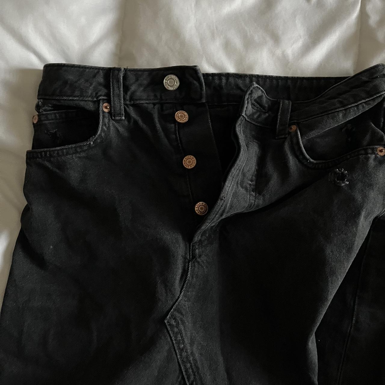 Black denim skirt! Buttons up the front are fun and... - Depop