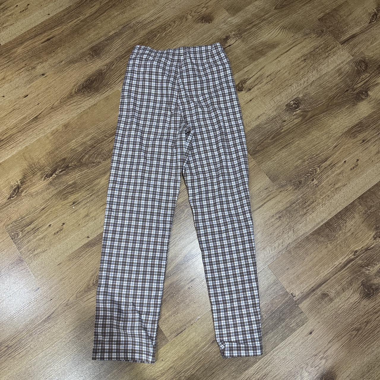 Brandi Melville Brown chequered pants Very cute... - Depop