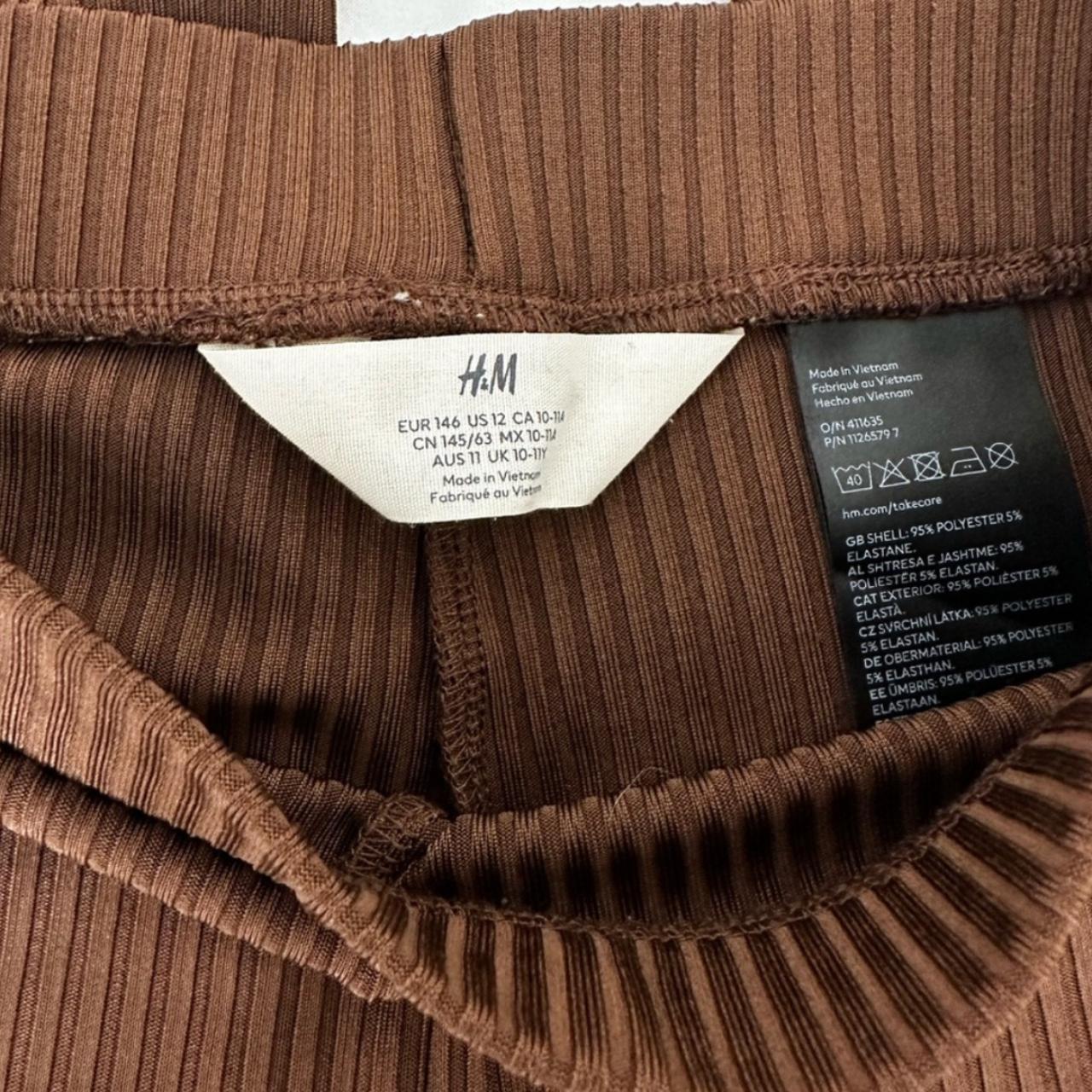 Brown H&M Ribbed Flare Leggings Size 1011 girls Depop