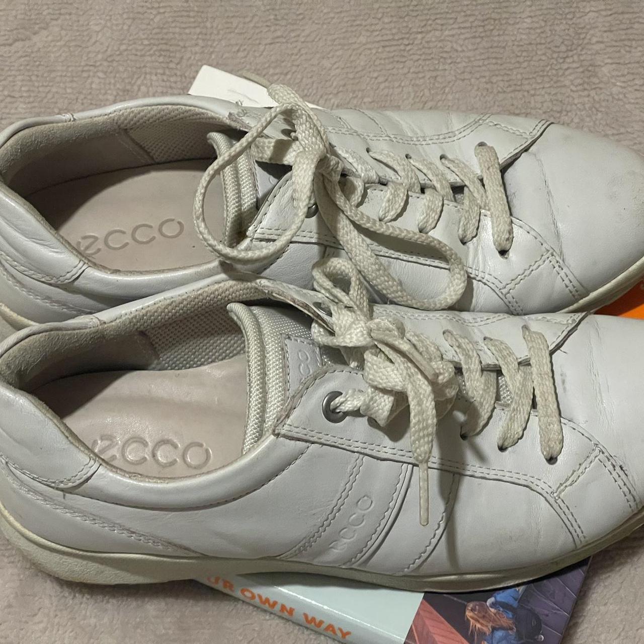 ECCO White Leather Sneakers Size 4 Super comfy Depop