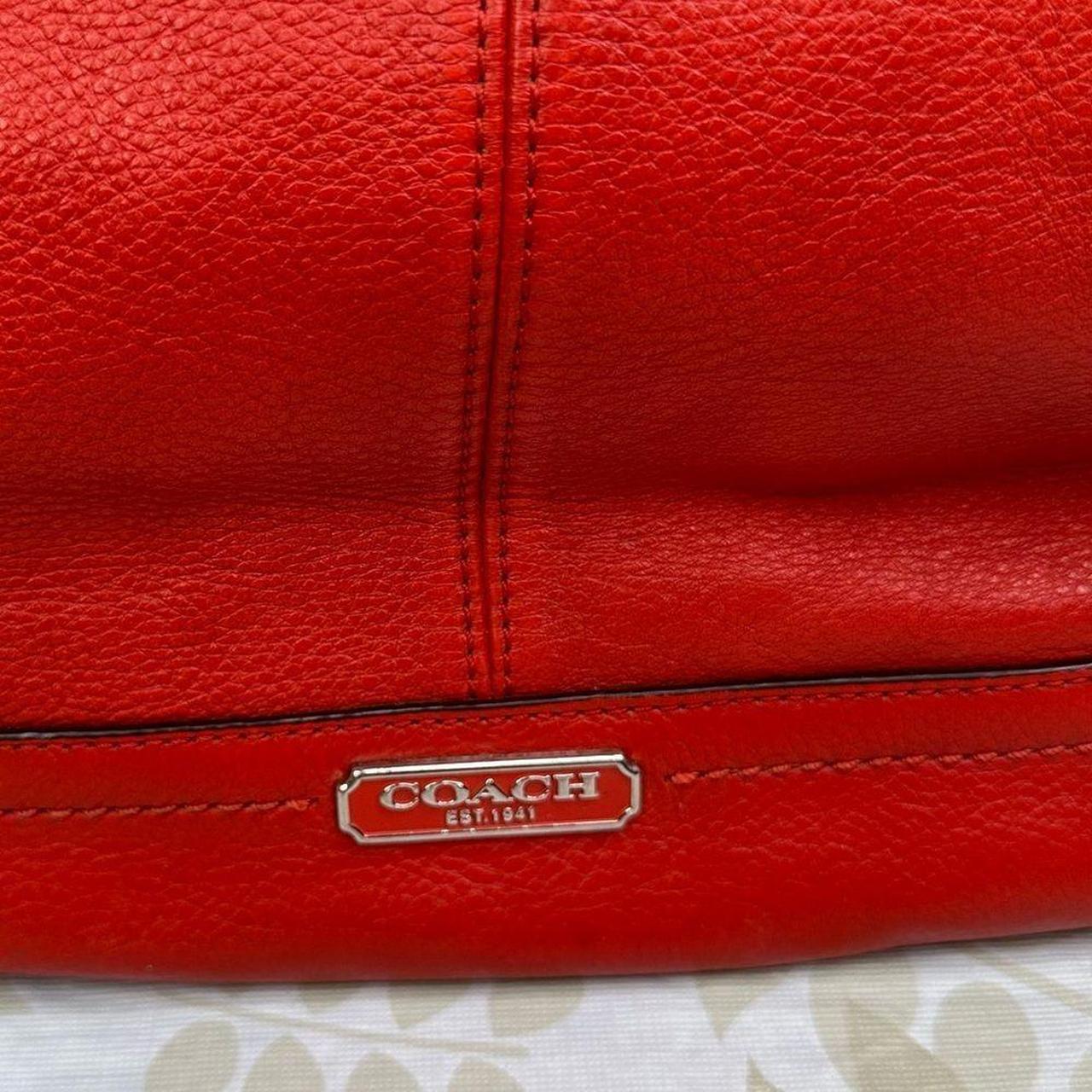 Coach Park Signature North South tote Vermillion Red on sale leather