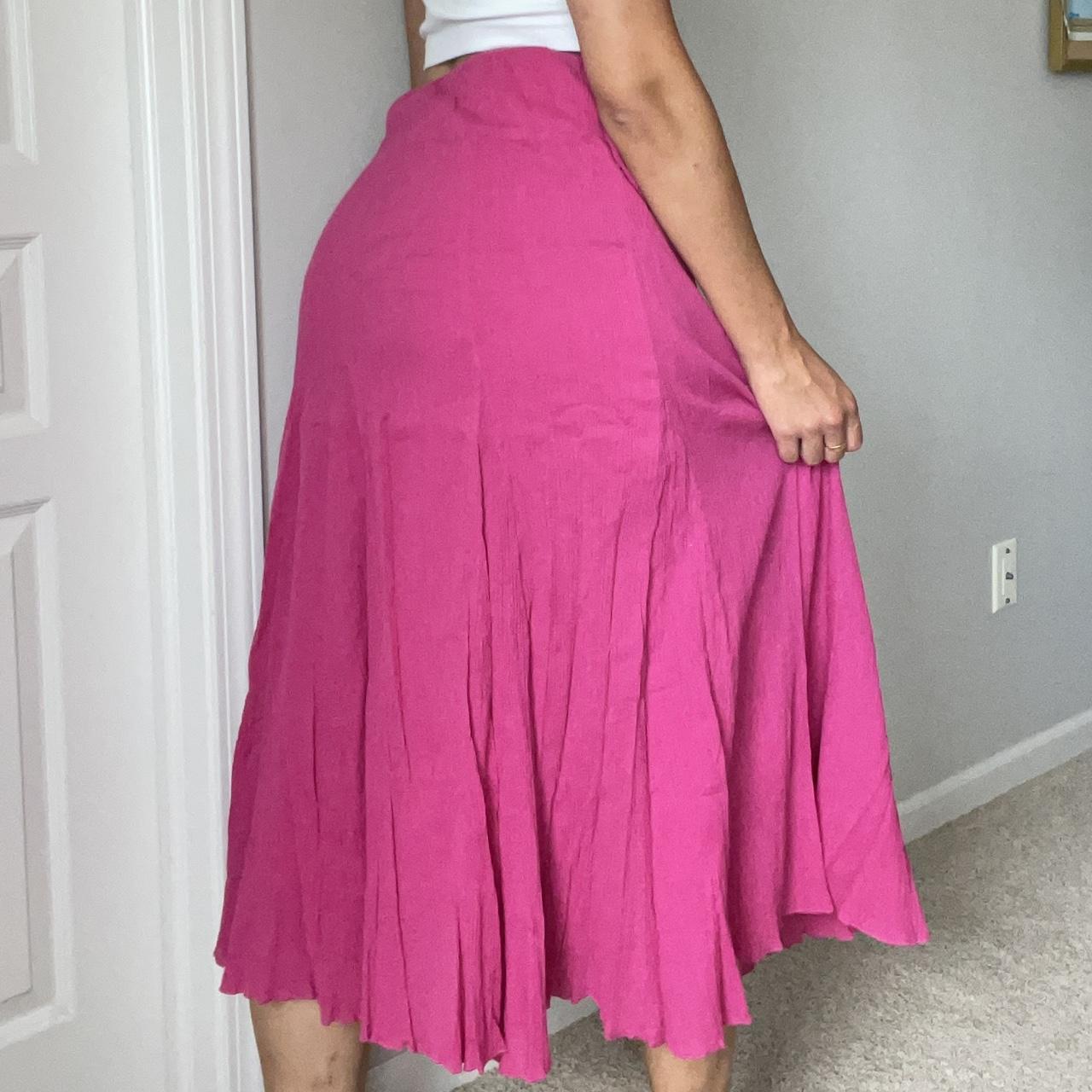 long hot pink flowy maxi skirt - Depop