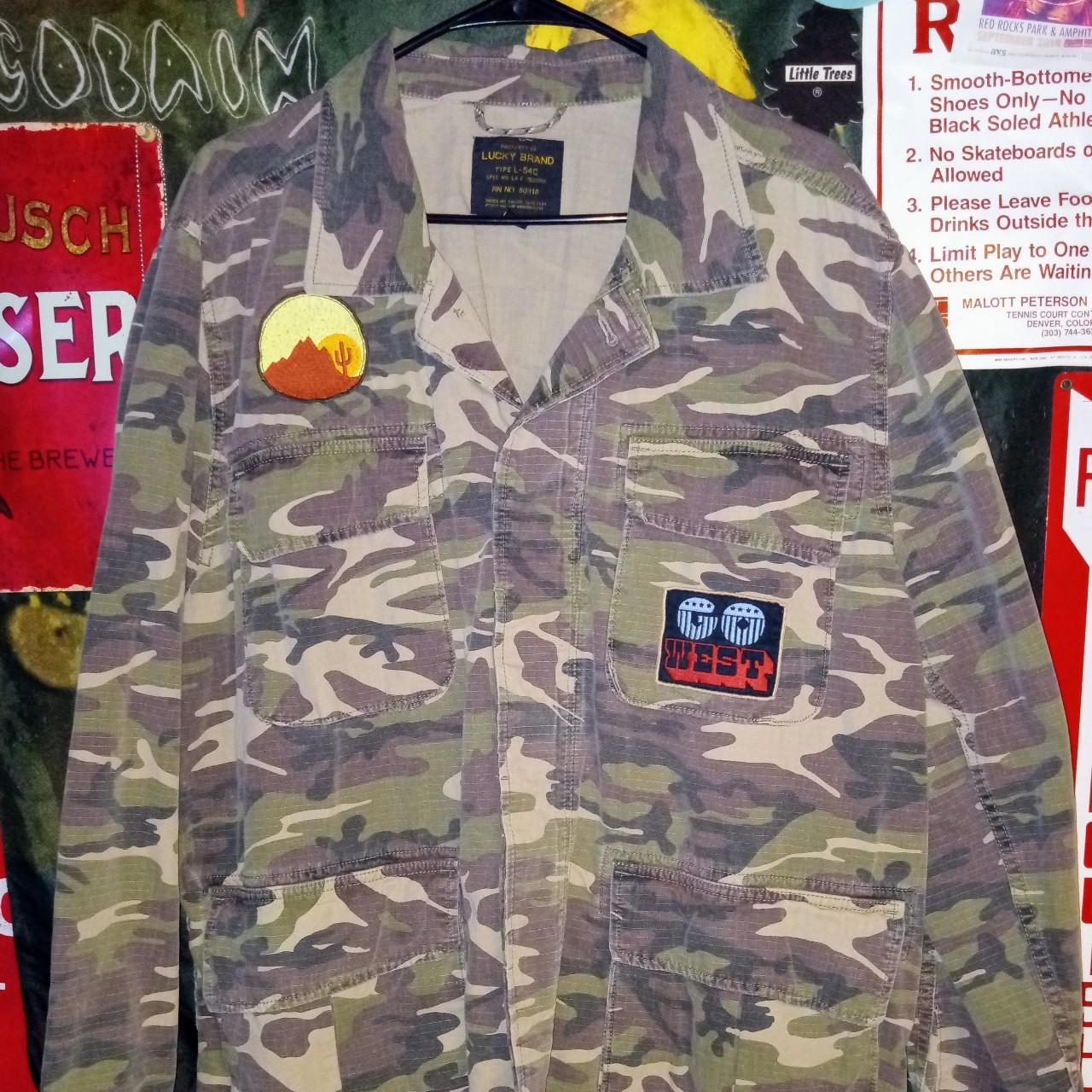 Lucky Brand Camouflage Button Down Light Jacket - Depop