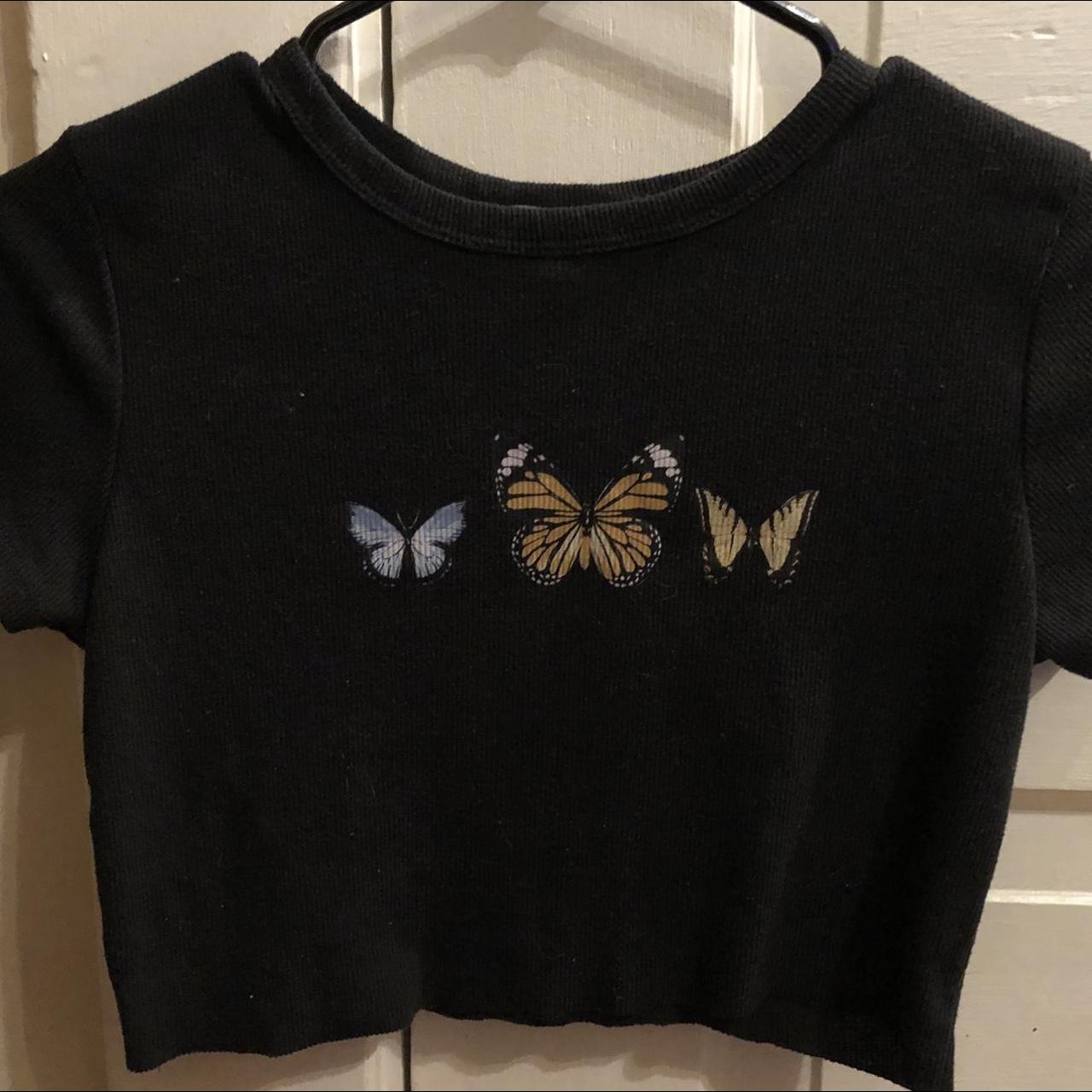 #Y2K style butterfly #cropped #babydoll t shirt.... - Depop